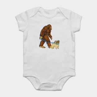 Funny Bigfoot Sasquatch Walking Pug Baby Bodysuit